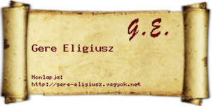 Gere Eligiusz névjegykártya
